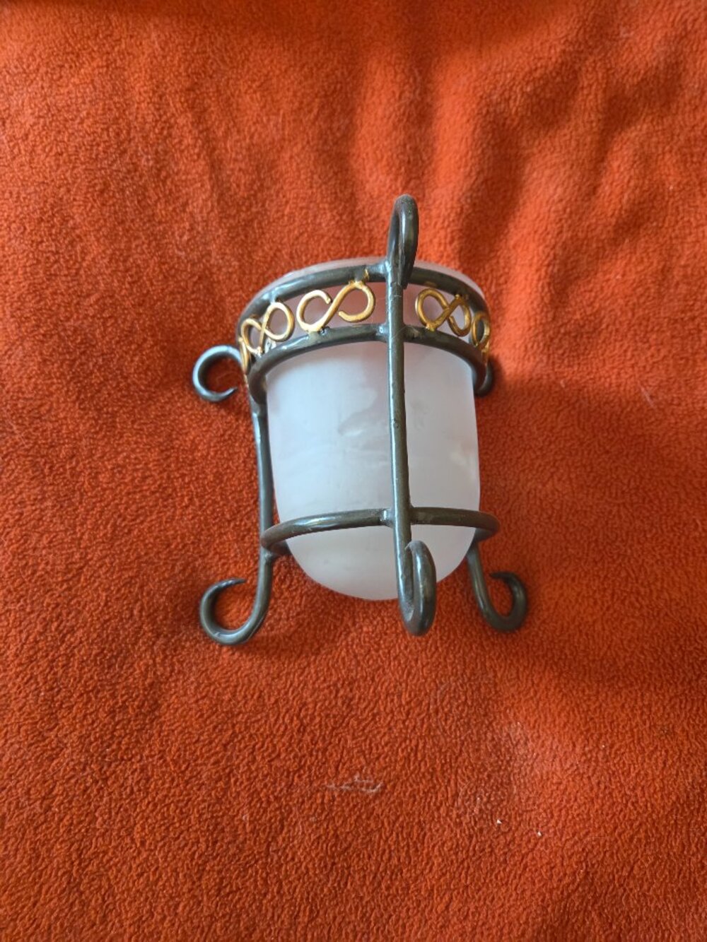 Cute Frosted Glass and Metal Candle Holder